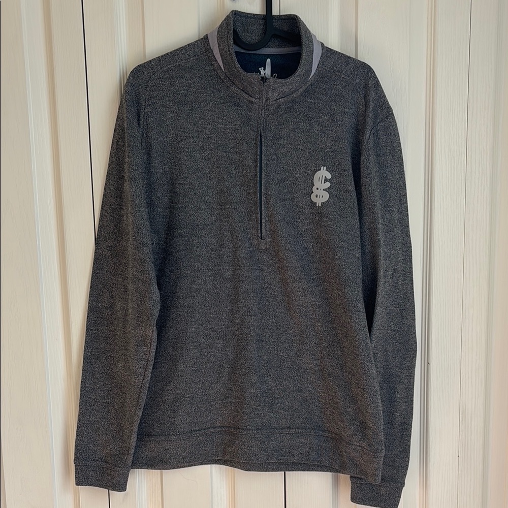Johnnie-O Half Zip Heathered Black Pullover. Size Medium